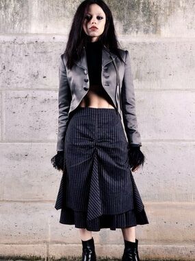 Dark Fairy Princess Pinstriped Steampunk Layered Midi Skirt